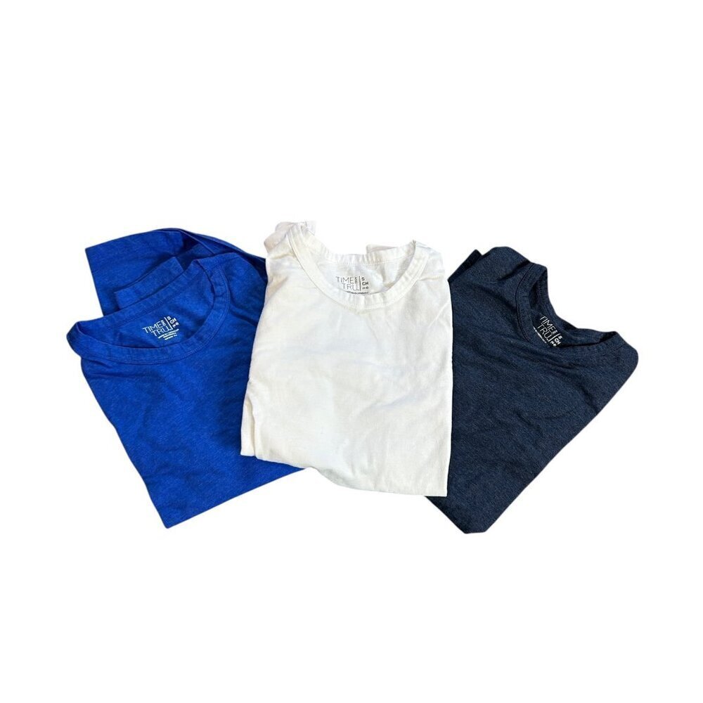 Time and Tru Women's Long Sleeve T shirt Lot of 3 Navy White Blue Size Small - Picture 7 of 7
